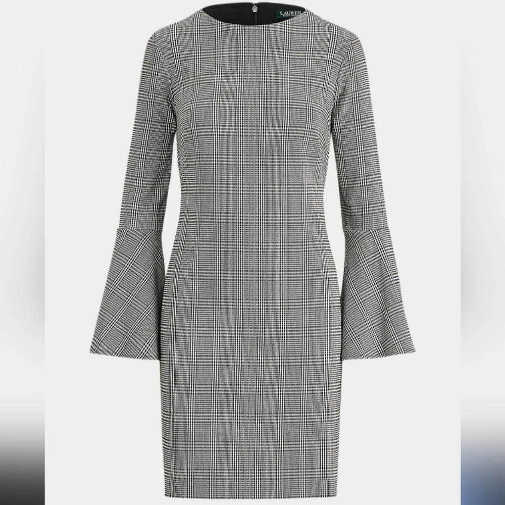 Lauren Ralph Lauren Houndstooth Glen Plaid Bell Sleeve Ponte Knit 8
